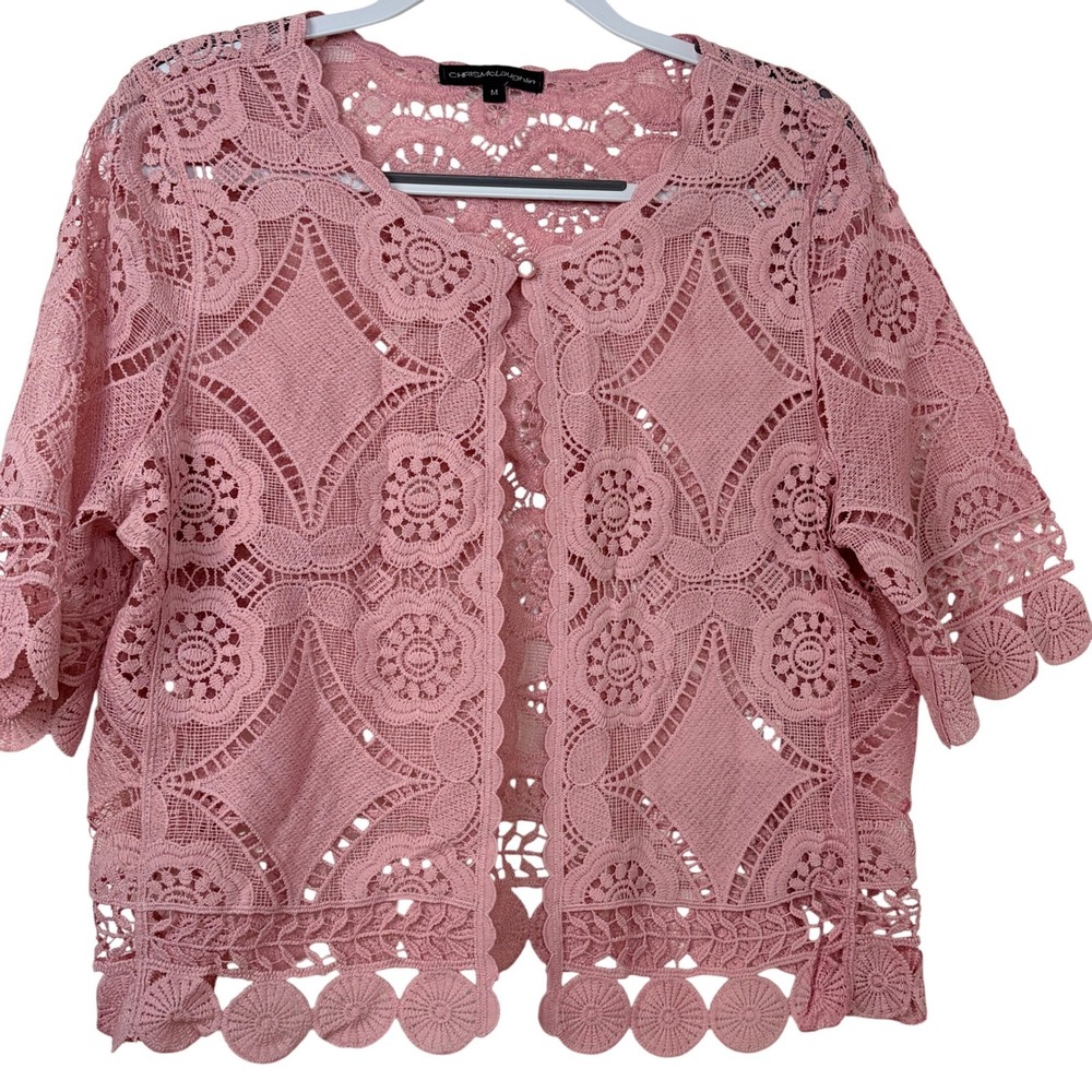 Chris McLaughlin‎ Lace Cardigan Medium Pink Excellent